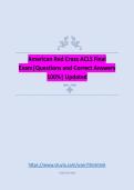 American Red Cross ACLS Final Exam&vert;Questions and Correct Answers 100&percnt;&vert; Updated
