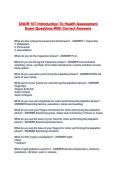 CNUR 107 Introduction To Health Assessment Exam Questions With Correct Answers