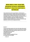 NR509 WEEK 8 FINAL EXAM PREP &NewLine;ADVANCED PHYSICAL ASSESSMENT &NewLine;EXAMPLIFY PRACTICE QUESTIONS & &NewLine;RATIONALES