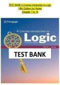 Test Bank&colon; A Concise Introduction to Logic &lpar;14th Edition&rpar; by Hurley &ndash; Chapters 1-14