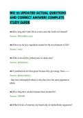 BIO 151 UPDATED ACTUAL QUESTIONS&NewLine;AND CORRECT ANSWERS COMPLETE&NewLine;STUDY GUIDE