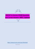 CWCM Pre-Service EXAM&vert;Questions and Correct Answers 100&percnt;&vert; Updated