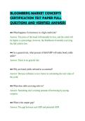 BLOOMBERG MARKET CONCEPTS&NewLine;CERTIFICATION TEST PAPER FULL&NewLine;QUESTIONS AND VERIFIED ANSWERS