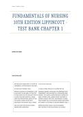 FUNDAMENTALS OF NURSING 10TH EDITION LIPPINCOTT - TEST BANK CHAPTER 1