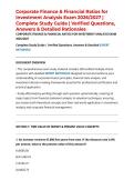Corporate Finance & Financial Ratios for Investment Analysis Exam 2026&sol;2027 &vert; Complete Study Guide &vert; Verified Questions&comma; Answers & Detailed Rationales