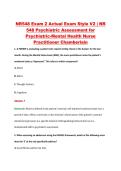 NR548 Exam 2 Actual Exam Style V2 &vert; NR &NewLine;548 Psychiatric Assessment for &NewLine;Psychiatric-Mental Health Nurse &NewLine;Practitioner Chamberlain