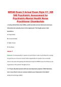 NR548 Exam 2 Actual Exam Style V1 &vert; NR &NewLine;548 Psychiatric Assessment for &NewLine;Psychiatric-Mental Health Nurse &NewLine;Practitioner Chamberlain 