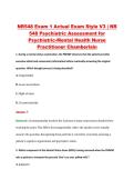 NR548 Exam 1 Actual Exam Style V3 &vert; NR &NewLine;548 Psychiatric Assessment for &NewLine;Psychiatric-Mental Health Nurse &NewLine;Practitioner Chamberlain 