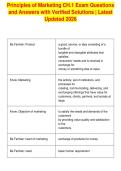 Principles of Marketing CH&period;1 Exam Questions&NewLine;and Answers with Verified Solutions &vert; Latest&NewLine;Updated 2026