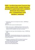 CSPR - Certified Specialist Payment Rep &NewLine;&lpar;HFMA&rpar; EXAM STUDY GUIDE 2026&sol;2027 &NewLine;ACCURATE QUESTIONS WITH CORRECT &NewLine;DETAILED SOLUTIONS &vert;&vert; &NewLine;100&percnt; GUARANTEED PASS &NewLine;<NEWEST VERSION> 