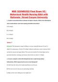 NSG 322&sol;NSG322 Final Exam V2 &vert; &NewLine;Behavioral Health Nursing Q&A with &NewLine;Rationale &vert; Grand Canyon University