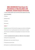 NSG 300&sol;NSG300 Final Exam V2 &vert; &NewLine;Foundations of Nursing Q&A with &NewLine;Rationale &vert; Grand Canyon University