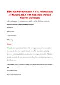 NSG 300&sol;NSG300 Exam 1 V1 &vert; Foundations &NewLine;of Nursing Q&A with Rationale &vert; Grand &NewLine;Canyon University 