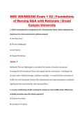 NSG 300&sol;NSG300 Exam 1 V2 &vert; Foundations &NewLine;of Nursing Q&A with Rationale &vert; Grand &NewLine;Canyon University 