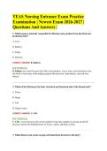 TEAS Nursing Entrance Exam Practice &NewLine;Examination &vert; Newest Exam 2026-2027 &vert; &NewLine;Questions And Answers &vert; 