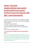 Georgia Real Estate Salesperson & Broker Exam Questions and Answers 2026 &vert; Verified Answers with Detailed Rationales &vert; Q&A PDF Study Guide