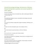 Clinical Immunology Serology&comma; Autoimmune&comma; Infectious&NewLine;Disease Testing Exam questions and answers graded A&plus;&NewLine;latest update&NewLine;Structure of antibodies&NewLine;Consists of two heavy chains and two light chains&comma; with a variable region &lpar;Fab&rpar; and&NewLine;a constant region &lpar;Fc&rpar;