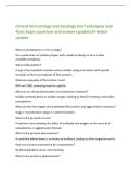 Clinical Immunology and Serology Key Techniques and&NewLine;Tests Exam questions and answers graded A&plus; latest&NewLine;update&NewLine;What is precipitation in immunology&quest;&NewLine;The combination of soluble antigen with soluble antibody to form visible&comma;&NewLine;insoluble complexes&period;&NewLine;What is 