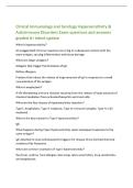 Clinical Immunology and Serology Hypersensitivity &&NewLine;Autoimmune Disorders Exam questions and answers&NewLine;graded A&plus; latest update&NewLine;What is hypersensitivity&quest;&NewLine;An exaggerated immune response occurring on subsequent contact with the&NewLine;same antigen&comma; causing inflam