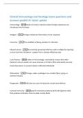 Clinical Immunology and Serology Exam questions and&NewLine;answers graded A&plus; latest update&NewLine;Immunology -Study of a host's reactions when foreign substances are&NewLine;introduced into the body&NewLine;Antigens -Foreign substances that induce a host response&NewLine;Immunity 