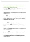 Early Childhood Education 216 Exam questions and&NewLine;answers latest update Graded A&plus;&NewLine;Attuned adult -An attuned adult would with an infant&comma; make face to face&NewLine;contact often and smile often at an infant&period;&NewLine;Language development -Care and attention in the early 