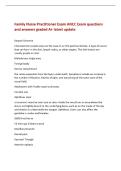 Family Nurse Practitioner Exam ANCC Exam questions&NewLine;and answers graded A&plus; latest update&NewLine;Karposi Sarcoma&NewLine;Characteristic purple areas on the nose in an HIV-positive female&period; A type of cancer&NewLine;that can form in the skin&comma; lymph nodes&comma; or other organs&period; The ski