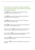 EYFS Framework&comma; Assessments&comma; and Key Principles for&NewLine;Early Childhood Education Exam questions and answers&NewLine;latest update Graded A&plus;&NewLine;EYFS -The statutory framework that sets standards for learning&comma;&NewLine;development&comma; and care for children from birth to 5&period;&NewLine;ELGs 