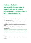 Mississippi Real Estate Salesperson & Broker Exam Questions and Answers 2026 &vert; Verified Answers with Detailed Rationales &vert; Q&A PDF Study Guide