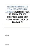 ATI COMPREHENSIVE EXIT EXAM&colon; 180 QUESTIONS & ANSWERS  EXCELLENT TOOL TO STUDY FOR ATI COMPREHENSIVE EXIT EXAM&vert; NEW&excl;&excl;&vert; CLICK ON AVAILABLE I