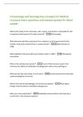 Immunology and Serology Key Concepts for Medical&NewLine;Licensure Exam questions and answers graded A&plus; latest&NewLine;update&NewLine;What is the study of the molecules&comma; cells&comma; organs&comma; and systems responsible for the&NewLine;recognition and disposal of foreign material&quest; -Immunology