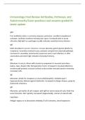 Immunology Final Review Antibodies&comma; Pathways&comma; and&NewLine;Autoimmunity Exam questions and answers graded A&plus;&NewLine;latest update&NewLine;IgM&NewLine;First antibody made in a primary response&semi; pentamer&semi; excellent complement&NewLine;activator&semi; confined mostly to intravascular space&period; Increas