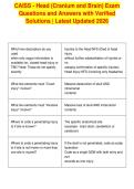 CAISS - Head &lpar;Cranium and Brain&rpar; Exam&NewLine;Questions and Answers with Verified&NewLine;Solutions &vert; Latest Updated 2026