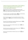 Infection Prevention & Health Safety in Early Childhood&NewLine;Education &lpar;ECE&rpar; Regulations Exam questions and&NewLine;answers latest update Graded A&plus;&NewLine;What are the five key strategies for controlling infectious disease in ECE&quest; -&NewLine;1&period; Prevent infections from spreading 2