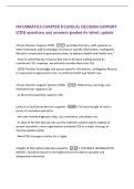 INFORMATICS CHAPTER 8 CLINICAL DECISION SUPPORT&NewLine;&lpar;CDS&rpar; questions and answers graded A&plus; latest update&NewLine;Clinical Decision Support &lpar;CDS&rpar; -- provides clinicians&comma; staff&comma; patients or&NewLine;other individuals with knowledge and person-specific information&comma; intelligent