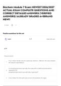 Biochem Module 7 Exam NEWEST 2026&sol;2027 ACTUAL EXAM COMPLETE QUESTIONS AND CORRECT DETAILED ANSWERS &lpar;VERIFIED ANSWERS&rpar; &vert;ALREADY GRADED A&plus;&vert;&vert;BRAND NEW&excl;&excl;