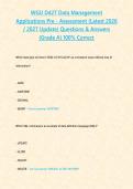 WGU D427 Data Management Applications Pre - Assessment &lpar;Latest 2026 &sol; 2027 Update&rpar; Questions & Answers &lbrace;Grade A&rcub; 100&percnt; Correct&NewLine;&NewLine;