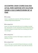 ACCOUNTING CRASH COURSE EXAM 2026&NewLine;ACTUAL PAPER QUESTIONS WITH SOLUTIONS&NewLine;GRADED A PLUS COMPLETE REVIEW SET 40&NewLine;ITEMS&NewLine;