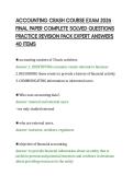 ACCOUNTING CRASH COURSE EXAM 2026&NewLine;FINAL PAPER COMPLETE SOLVED QUESTIONS&NewLine;PRACTICE REVISION PACK EXPERT ANSWERS&NewLine;40 ITEMS&NewLine;