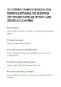 ACCOUNTING CRASH COURSE EXAM 2026&NewLine;PRACTICE ASSESSMENT FULL QUESTIONS&NewLine;AND ANSWERS COMPLETE REVISION GUIDE&NewLine;GRADED A PLUS 40 ITEMS