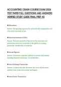 ACCOUNTING CRASH COURSE EXAM 2026&NewLine;TEST PAPER FULL QUESTIONS AND ANSWERS&NewLine;VERIFIED STUDY GUIDE FINAL PREP 40&NewLine;