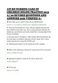 ATI RN NURSING CARE OF&NewLine;CHILDREN ONLINE PRACTICE 2019&NewLine;A &vert; 60 REVISED QUESTIONS AND&NewLine;ANSWERS 2026 VERIFIED A&plus;