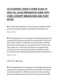 ACCOUNTING CRASH COURSE EXAM V4&NewLine;2026 FULL EXAM PREPARATION GUIDE WITH&NewLine;CORE CONCEPT BREAKDOWN AND STUDY&NewLine;NOTES