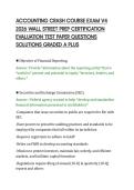 ACCOUNTING CRASH COURSE EXAM V4&NewLine;2026 WALL STREET PREP CERTIFICATION&NewLine;EVALUATION TEST PAPER QUESTIONS&NewLine;SOLUTIONS GRADED A PLUS&NewLine;