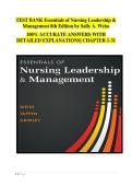 Essentials of Nursing Leadership & Management&comma; 8th Edition by Sally A&period; Weiss&colon; Complete Test Bank &vert; Exam Prep Practice Questions&comma; Detailed Rationales & Comprehensive Review for Nursing Leadership Success