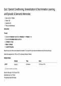 PSYC 565 Quiz 2- Quiz&colon; Operant Conditioning&comma; Generalization & Discrimination Learning&comma;and Episodic & Semantic Memories &NewLine; &vert; With complete solution&vert; Updated RATED A&plus; &vert; Liberty University&NewLine;