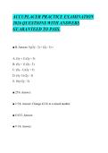 ACCUPLACER PRACTICE EXAMINATION&NewLine;2026 QUESTIONS WITH ANSWERS&NewLine;GUARANTEED TO PASS&period;&NewLine;