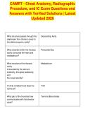 CAMRT - Chest Anatomy&comma; Radiographic&NewLine;Procedure&comma; and IC Exam Questions and&NewLine;Answers with Verified Solutions &vert; Latest&NewLine;Updated 2026&NewLine;