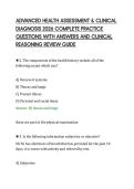 ADVANCED HEALTH ASSESSMENT & CLINICAL&NewLine;DIAGNOSIS 2026 COMPLETE PRACTICE&NewLine;QUESTIONS WITH ANSWERS AND CLINICAL&NewLine;REASONING REVIEW GUIDE&NewLine;