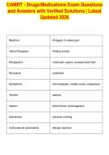 CAMRT - Drugs&sol;Medications Exam Questions&NewLine;and Answers with Verified Solutions &vert; Latest&NewLine;Updated 2026
