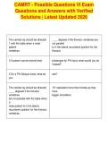 CAMRT - Possible Questions VI Exam&NewLine;Questions and Answers with Verified&NewLine;Solutions &vert; Latest Updated 2026